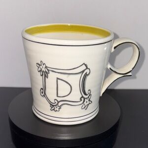 Anthropologie D Monogram Mug Molly Hatch Hand Painted Striped Inside
